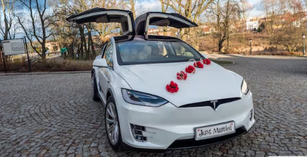 White Tesla for wedding -wedding car in world